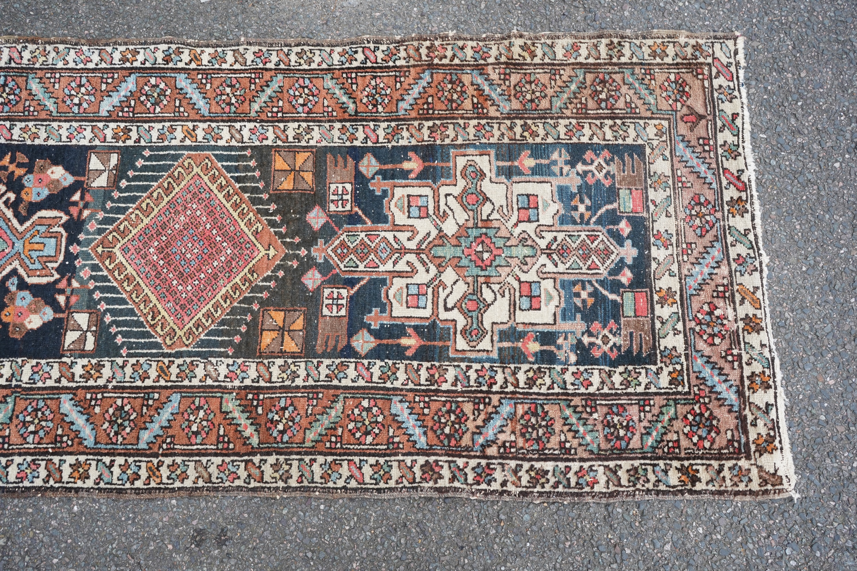 An early 20th century Caucasian dark blue ground runner